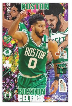 BAOGELI Jayson Tatum Poster Basketball Bild Leinwand Poster Schlafzimmer Dekor Sport Landschaft Büro Zimmer Dekor Geschenk Unrahmen: 40 x 60 cm