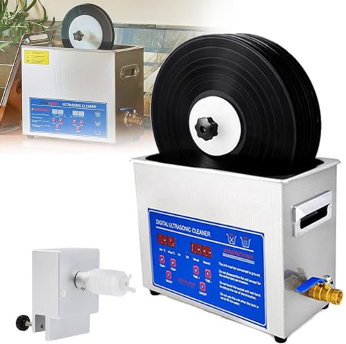 6.5L Professioneller Digitaler Ultraschallreiniger Ultraschall Schallplattenreiniger 40kHZ 180W mit Timer und Heizung Schallplattenhalter & Abflussrohr für Industriezubehör