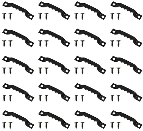 Ganci per quadri, Cornice a Dente di Sega, Invisibili Ganci Dente di Sega con Due Fori, 20 Pezzi con viti, Nero