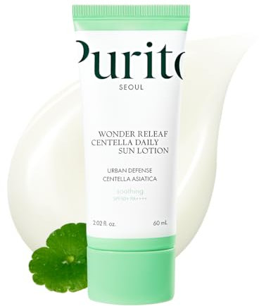 PURITO Wonder Releaf Centella Daily Sun Lotion SPF50+ PA++++, 60ml / 2.02 fl.oz, Lightweight, Non White Cast, UVA & UVB Protection, K-Beauty