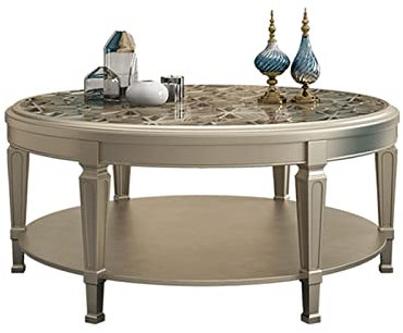 HASMI Couchtisch Couchtisch aus Glas, rund, Holzschnitzerei, hohler Teetisch, Kleiner Wohnungstisch, Leichter Luxus, moderner Teetisch, Kleiner Couchtisch Kaffeetisch(Color:B,Size:120 * 120 * 48cm)