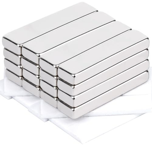 16 magneti forti grandi, 40 x 10 x 5 mm, al neodimio, extra forti, piatti, autoadesivi, forti magneti, per lavagna magnetica, armadio da cucina, frigorifero, rettangolari