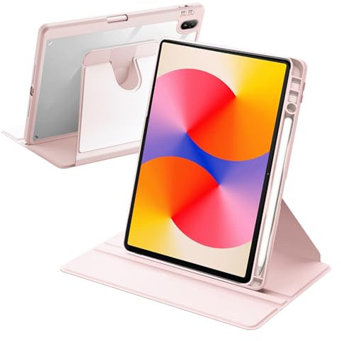 Funda Giratoria Compatible con Huawei MatePad SE 11 Pulgadas 2024 con Soporte para Bolígrafo, Rotación de 360° Respaldo Clara, Auto Activación/Reposo, Rosa