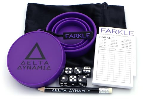 Delta Dynamic Products Farkle - Pocket Travel Dice Game with Folding Shaker Cup & Deluxe Storage Bag. UK-Made.
