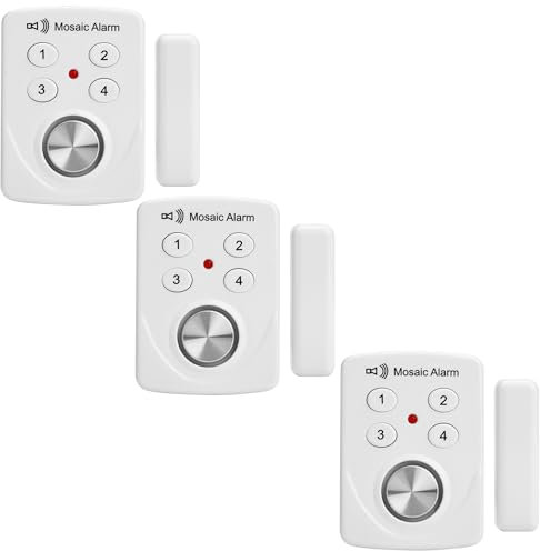 3 Pack Door Alarms with Delay When Left Open 130db Window Break Sliding Siren Vibration Detect Sensor for Home, Apartment Security. Keypad Intruder Burglar Entry Alert. Pool Alarm for Kids Safety
