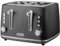 Daewoo Cascade 4 Slice Toaster – Black Ribbed Finish, Dual Independent Controls, Adjustable Browning, Cancel, Reheat & Defrost Functions, Removable Crumb Trays