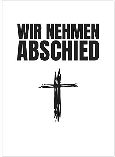 10 x Trauerkarten mit 10 Umschlägen im Set - Moderne Postkarte - Einladung Beerdigung, Anzeige, Trauer, Sterbefall, Friedhof, Begräbnis