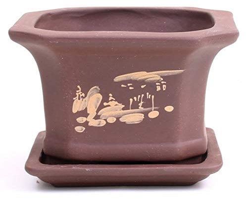 Bonsai - Kaskadenschale 14,5 x 14,5 x 9 cm, mit Motiven 50061