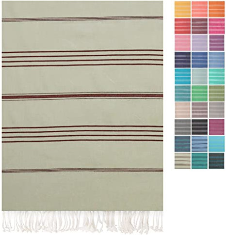 Arty Buntes Hamamtuch Strandtuch groß 100x200 cm Saunatuch XXL Duschtuch Reisehandtuch Vorgewaschen Schnelltrocknend Leicht Saugfähig Weich 100% Baumwolle Oeko-TEX, Beige & Wein Red