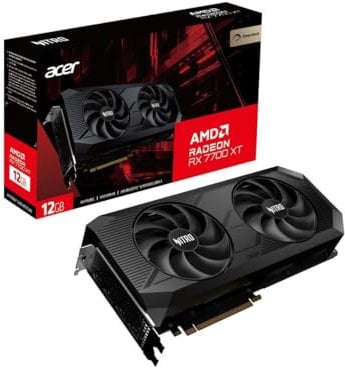 Acer Nitro AMD Radeon RX 7700 XT OC - 12GB VRAM GDDR6, HDMI, 3X DP - PCIe 4.0 - Dual Fan - Black - Graphics Card