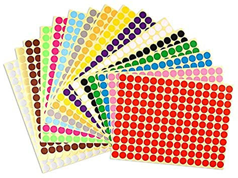 Selbstklebende Aufkleber, rund, 16 Blatt, 10 mm, Farbe, Codierung, Etiketten für Büro, Schule, Kalender, Kartenaufkleber