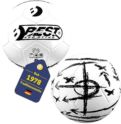 BEST SPORTING Fußball Taktik I Fussball mit klassischem Design I hochwertiger Ball I Fußball Kinder in Größe 5 I weißer Fussball Kinder I strapazierfähiger Trainingsball