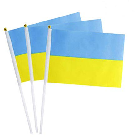 Mflagperft Ukraine-Flagge, Ukrainische kleine Sticks, Mini-Handflaggen, Dekoration, 12 Stück