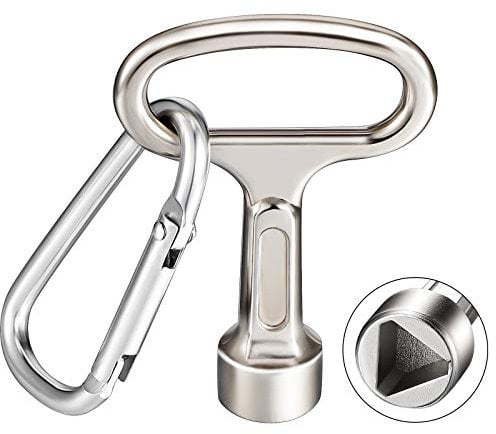Hotop Clé Triangulaire en Métal Clé de la Boîte du Compteur Clé Triangle à Douille Argent avec un Porte-Clés pour Armoire de Compteur Électrique à Eau de Gaz