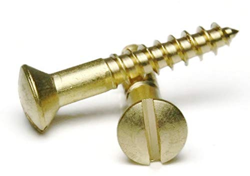 #4 x 1/2 Slotted Oval Head Wood Screws, Brass, 100 Pack