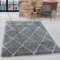 HomebyHome Shaggy Teppich 300x400 Wohnzimmer (280 x 370 cm) - Hochflor Teppich Skandi Rauten Grau Extra Weich und Flauschig - Bettvorleger Teppich für Schlafzimmer, Küche, Flur- Carpet, Halı, Kilim