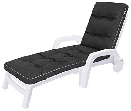 HOBBYGARDEN Auflagen für Deckchair, Liegenauflage, Gartenliege Auflage 201x55x8 cm Bequeme Polsterauflage für Sonnenliege, Liegestuhl, Kissen in Schwarz