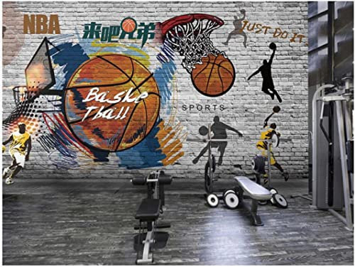 Frtmsticker Auto Adhésif Stickers 3D Muraux - Basket Graffiti Sport - Papier Peint Murales Panoramique 3D Papier Peint Personnalisé Photo Murale Cafe Tv Fond Peinture Murale 140X70Cm