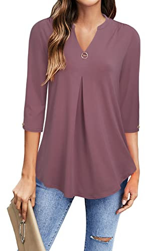 Gaharu Abend Bluse Damen Elegant Blusenshirts für Damen Tolle Oberteile Trendy Süße Feierliche Frauen Blusen Modern Female Oberteil Sommer Burgunderrot Shirt Vorne-Kurz-Hinten-Lang Dunkelrot,XL