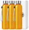 ShyaWorld Glasflasche mit Kordelzug, 500 ml, transparent, Schraubverschluss aus Edelstahl, Einzelschachteln pro Flasche (3 Stück, orange)