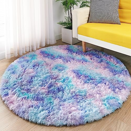 ROHATIM Hochflor Teppich Rund Wohnzimmer Super weich Shaggy Teppich Flauschiger,Soft Area Rug Schlafzimmer Teppiche Super weich Fluffy Kindermatte(grau,100 x 279 cm)