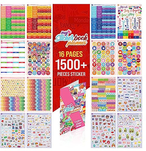 colortouch Planer Stickers - 1500+ Stück Aufkleber Set für Monatsplaner - Scrapbook Stickers Zubehör für Kalender, Planner, Organizer, Agenda, Journal, Notizbuch - Stickeralbum, Dekorieren, Saisonal
