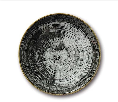 Saturnia Set 6 Piatti Piani da Tavola in Porcellana Napoli Black Round 26 cm
