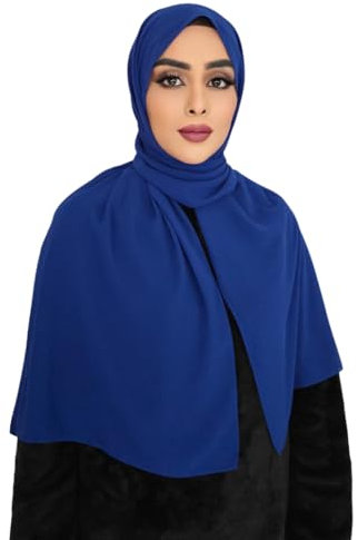 Hijab Kopftuch Muslimisches Kopftuch Chiffon kopftuch 180x70cm groß Islamisches Kopftücher für Damen & Mädchen (Blau-#15)