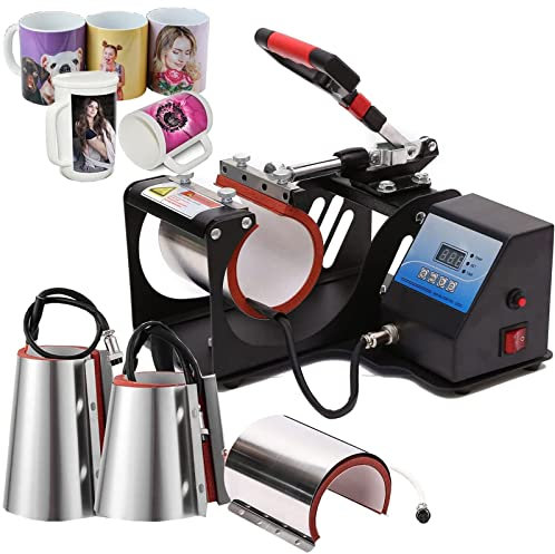 Lxwyq Mug Press Heat Machine, 4 In 1 Digital Tumbler Press Heat Machine Sublimation Transfer Printing Machine with 3 Mug Attachments 9oz/12oz/17oz for Mug Cup DIY Cup Heat Transfer Machine
