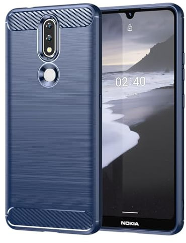 Sidande Hülle für Nokia 2.3 hülle, Ultradünne Handyhülle mit stoßdämpfendem Carbon-Fiber-Design aus TPU-Gummi Robuster Schutzhülle für Nokia 2.3 Marineblau