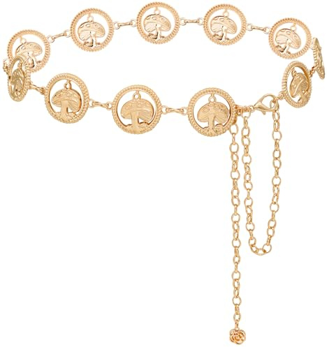 LIMHOO Chaîne de taille en métal pour femmes Ceinture à maillons en forme de ventre pour robes