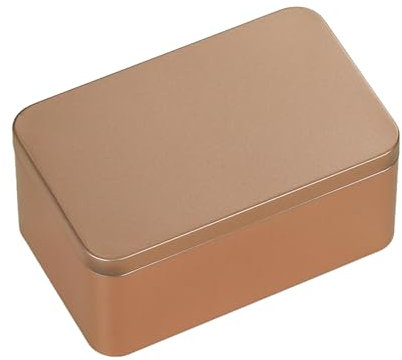 BOKIOESDE Caja de Metal de Hierro estañado, Resistente y Duradera, latas de Almacenamiento de Metal rectangulares vacías de Larga duración, Caja de té Cuadrada, Oro