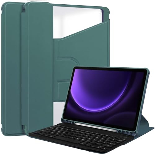 Lobwerk 2in1 Set Bluetooth Tastatur in Schwarz + Hülle für Samsung Tab S9 SM-X710 SM-X716 2023 11 Zoll Case Schutzhülle Standfunktion Sleep and Wake