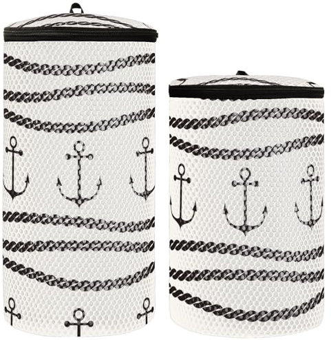 Schuh-Waschbeutel, Anker und Seile, Weiß, Schwarz, Sneaker, Waschmaschinentasche, Sneaker, Wäschesack für Waschmaschine, Wäschesack für Schuhe in der Waschmaschine, 2 Stück