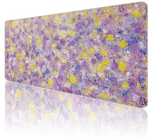 Tapis de Souris Violet Tapis de Souris Gamer XXL 1200x600x3mm ImperméAble Et AntidéRapant Mousepad Bords Cousus Une éTendu SousMains Tapis Souris Jaune pour Gamer, Pc et DéCoration de Bureau R21