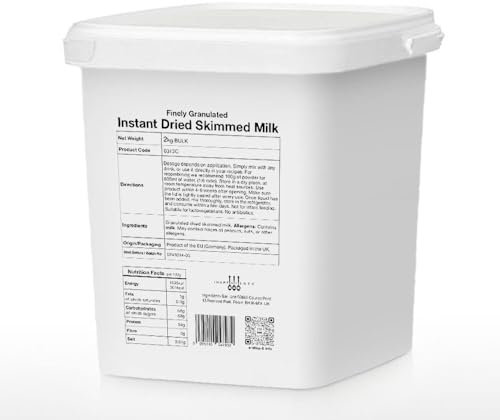 IB Instant Skimmed Milk Powder 2kg Bulk | Finely Granulated 100% Pure No Additives | Quick-Dissolving Multipurpose for Vending & Coffee Machines, Cooking and Baking |Dried Soluble Milk