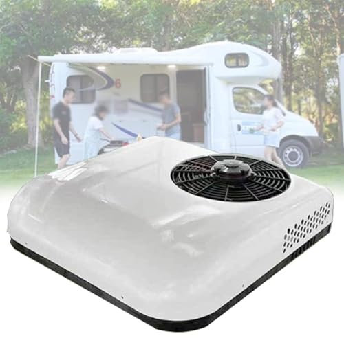 RayGenius Climatiseur pour Camping-Car Climatiseur pour Camping-Car 2 en 1 Climatiseur De Toit pour Camping-Car,12v/24v DC Climatiseur éLectrique De Parking Climatiseur pour,12VDC-White