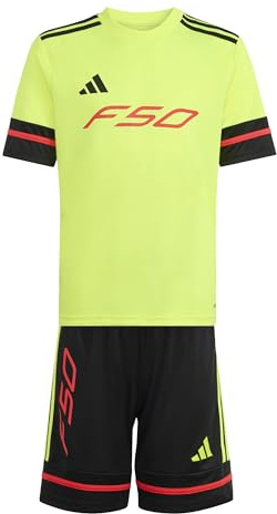 adidas Unisex Kids F50 Jersey Short Sleeve Kids, Team solar Yellow 2/Black/Lucid red, 7-8 Years