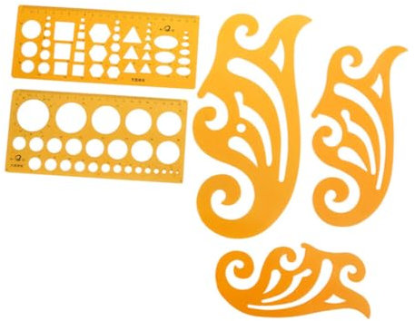 Angoily 5 Stück Teiliges Zeichenschablonen Kurvenlineal und Zeichenschablone für Präzises Messen und Zeichnen für Design und Architekturarbeiten