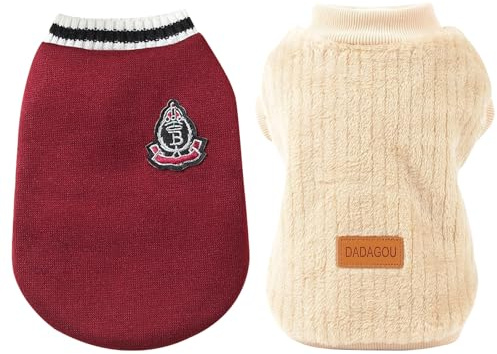 MLPKOI Lot de 2 Pull pour Chien Chauds et Doux, Pull pour Petit Chat et Chien, Pull-Overs pour Chiens, Chaud et Léger, Texture Douce, pour Petits Chiens, Chats, Chiots, Yorkshire, Vêtements d'hiver
