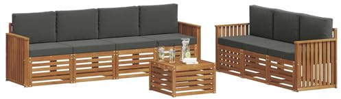 vidaXL Sofagarnituren 8 pcs Natur und Anthrazit Massivholz Akazie, Moderne Garten-Sofa-Ecke, Bequeme Sitzgruppe für Terrasse, langlebig und stylisch
