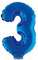 Zahlen Folienballon 41 cm mit Stab - Blau Zahl 3