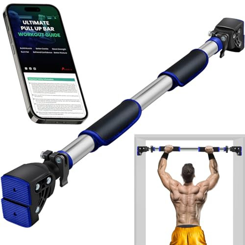 ROMIX Klimmzugstange Türrahmen – Verstellbar 72-97 cm, Pull Up Bar Ohne Schrauben, Reckstange bis 200 kg Tragkraft mit Sichere Verriegelung, Klimmzugstange für Zuhause, Krafttraining mit Übungs eBook
