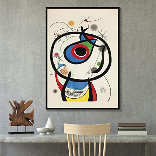 Joan Miro Tableaux sur toile Célèbres Peinture-Impression sur toile Joan Miro Reproductions-Tableau Abstrait Joan Miro Poster-Tableau d'art mural en toile(Galathee,1976)40x60cm(16x24in)sans cadre