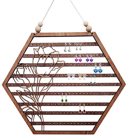 M/N /N Porte-Boucles d'Oreilles en Bois | Présentoir Mural pour Bijoux | Affichage Support pour Boucles d'Oreilles, Colliers, Bracelets, Forme