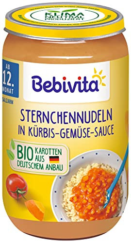 Bebivita Menüs ab 12. Monat Sternchennudeln in Kürbis-Gemüse-Sauce, 6er Pack (6 x 250g)