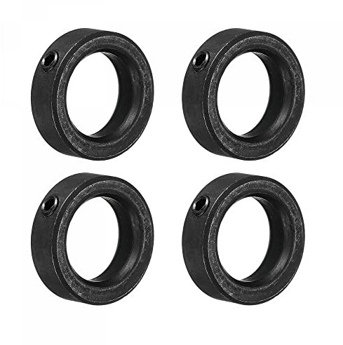 sourcing map 4 Pack Schachtbund Wellensicherungsring Stellringe 20mm Karbonstahl Set Stil Klemmen Halsketten Schwarz