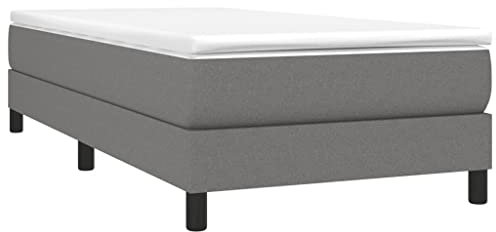 vidaXL Bettgestell, Polsterbett Bett für Schlafzimmer, Bettrahmen mit Lattenrost, Schlafzimmerbett Einzelbett, Dunkelgrau 90x190cm Stoff
