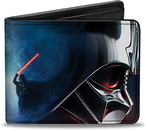 Star Wars Geldbörse, Bifold, Obi Wan Kenobi und Darth Vader Battle Pose, veganes Leder, Schwarz, 4.0 x 3.5, Casual