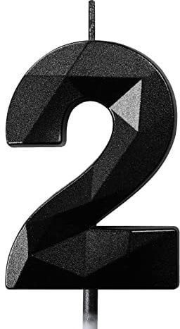 Birthday Candles for Cakes 0-9 Number Candles Black Birthday Cake Candles for Anniversary Birthday Party Decorations Cake Toppers Number 2 Cake Candles